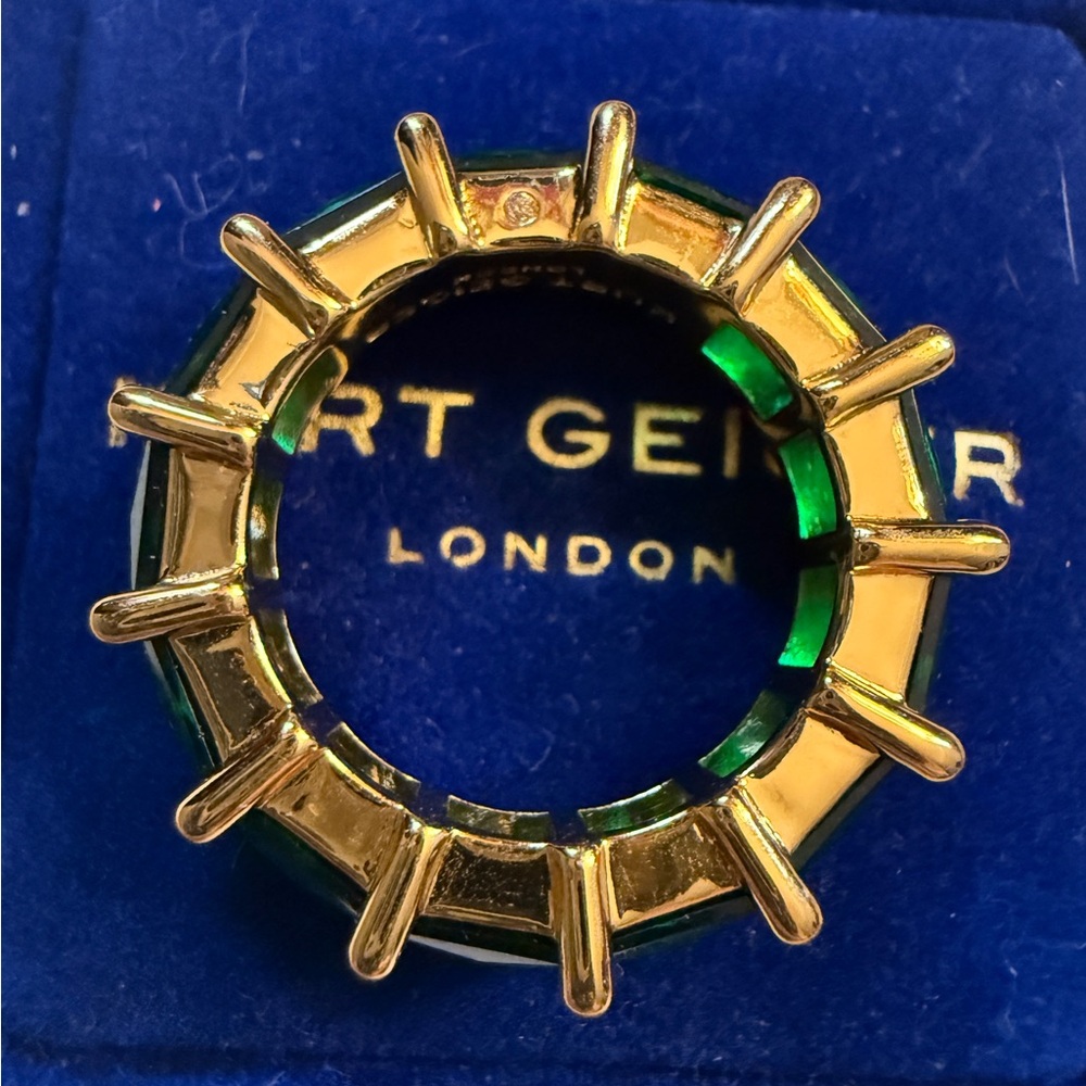 Kurt Geiger Gold-Toned Ring with Emerald Green Stones - Picture 2 of 8